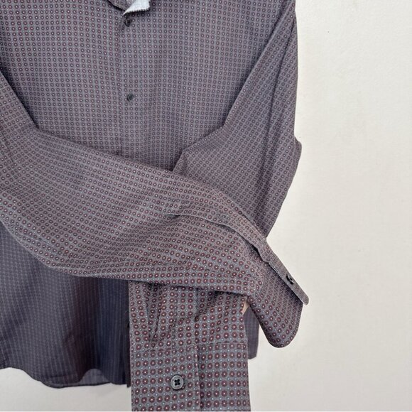 Michael Kors Mens Medium Slim Fit Patterned Printed Button Shirt - Picture 8 of 14